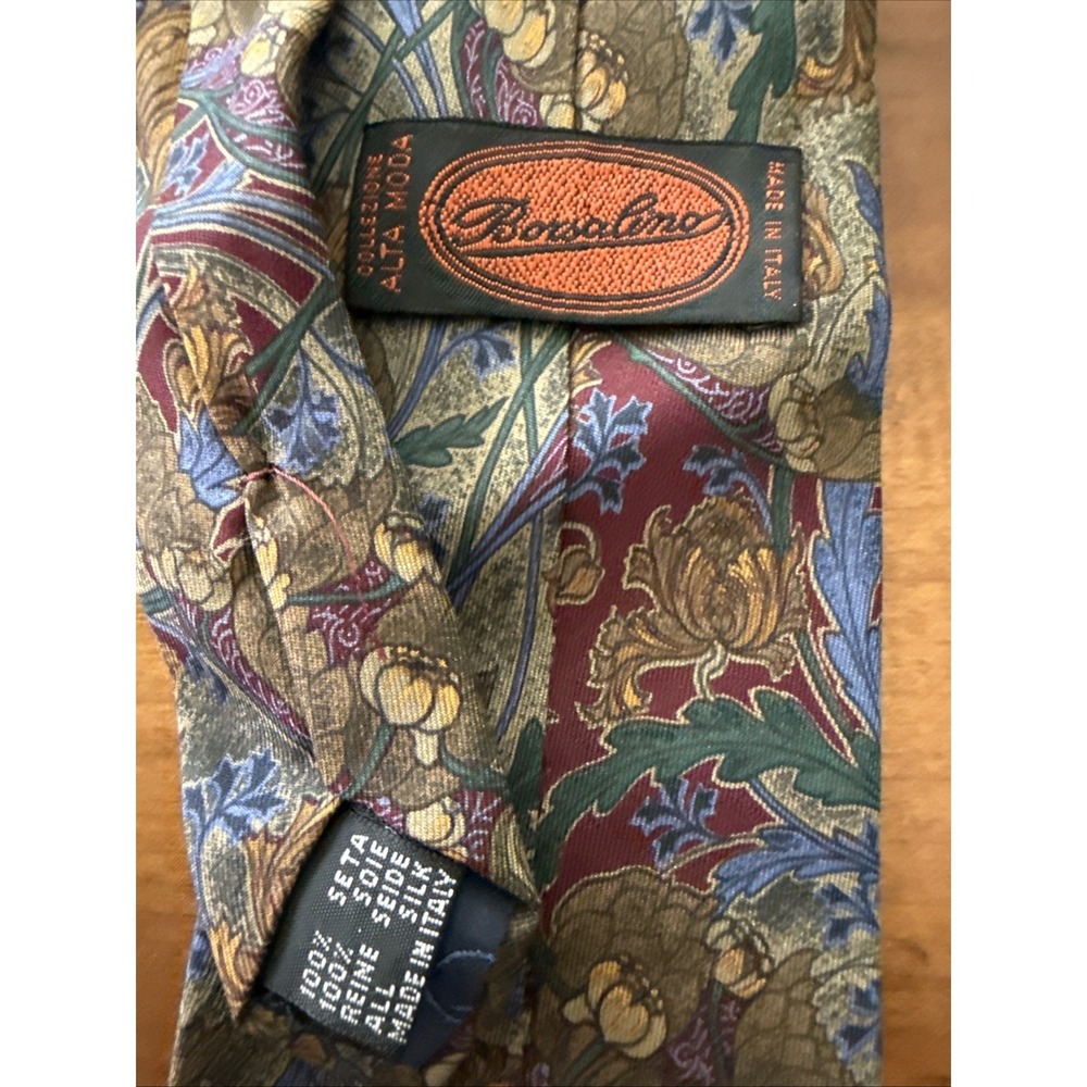 Authentic BORSALINO Floral Design  100% Silk  Necktie Tie Made In Italy